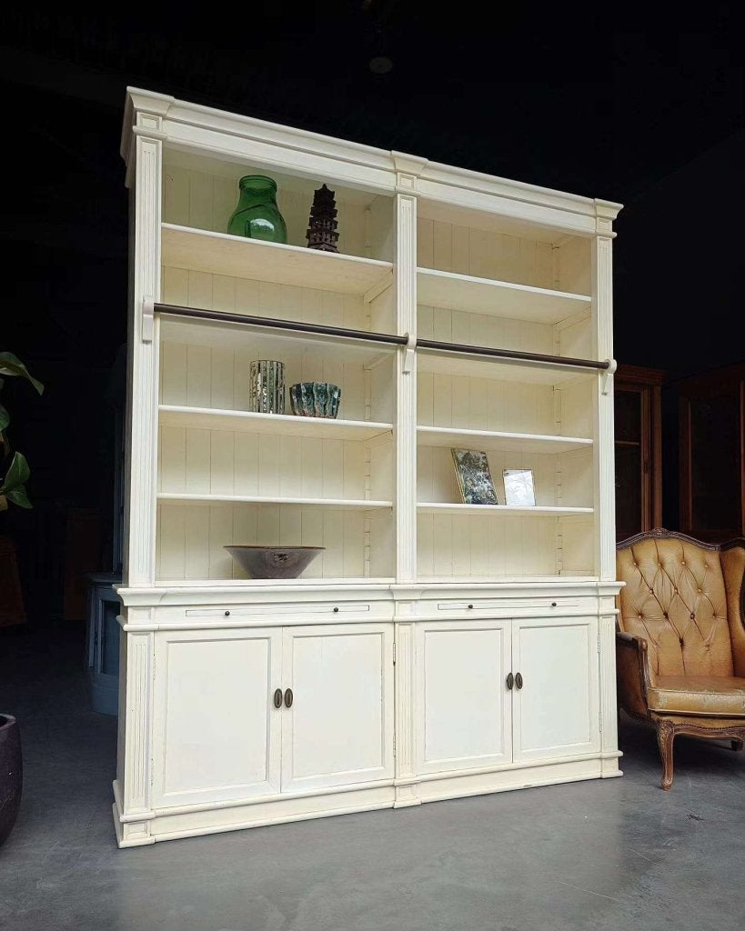 Grote witte Boekenkast | Wandkast, verstelbare planken #3521, Metaal, Gebruikt, Met deur(en), -