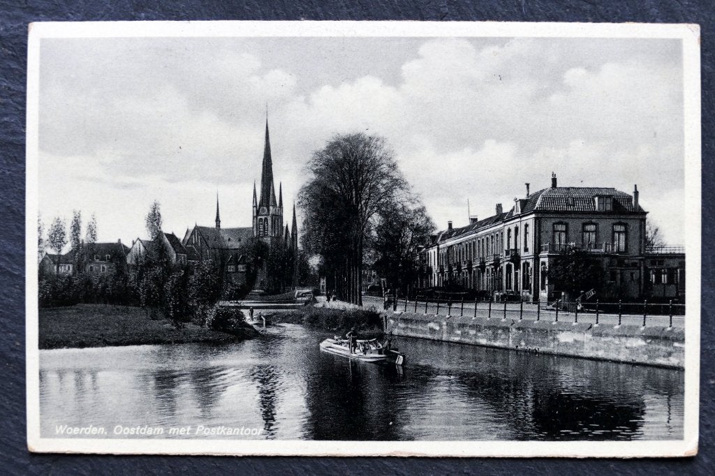 Woerden, Oostdam met Postkantoor, 1936, Verzenden, 1920 tot 1940, Gelopen, Utrecht