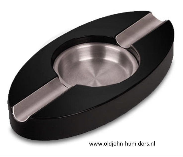 SIGAARASBAK VOOR 2 SIGAREN ZWART OVAAL MET RVS 20 CM!! sab02, Verzenden, Nieuw, Asbak
