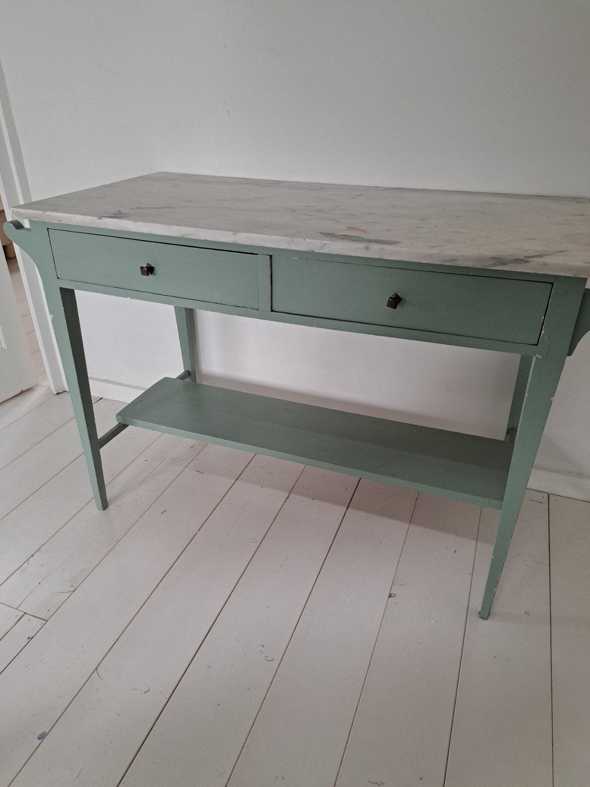 Vintage Wastafel/Bureau met Marmeren Blad, Ophalen
