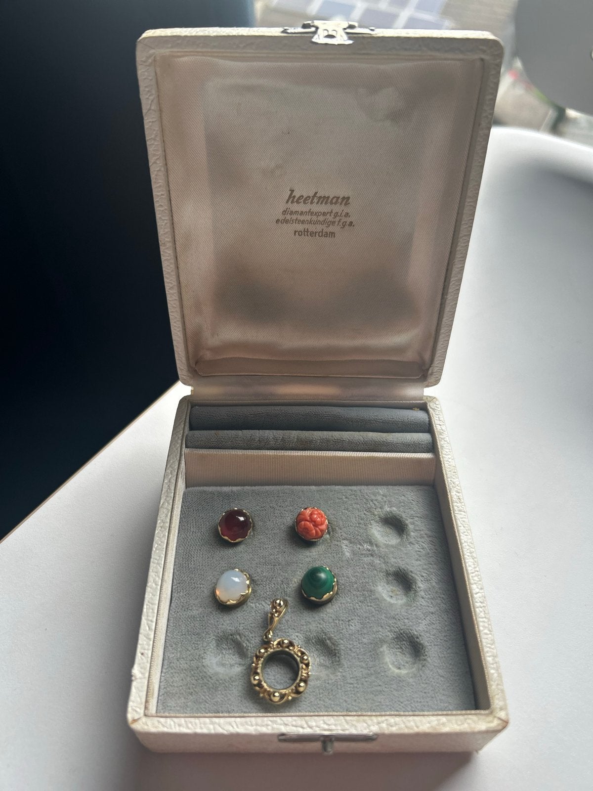Prachtige Vint. Gouden ketting Set met Verwisselbare Stenen, Ophalen of Verzenden, Gebruikt, Goud, Met edelsteen
