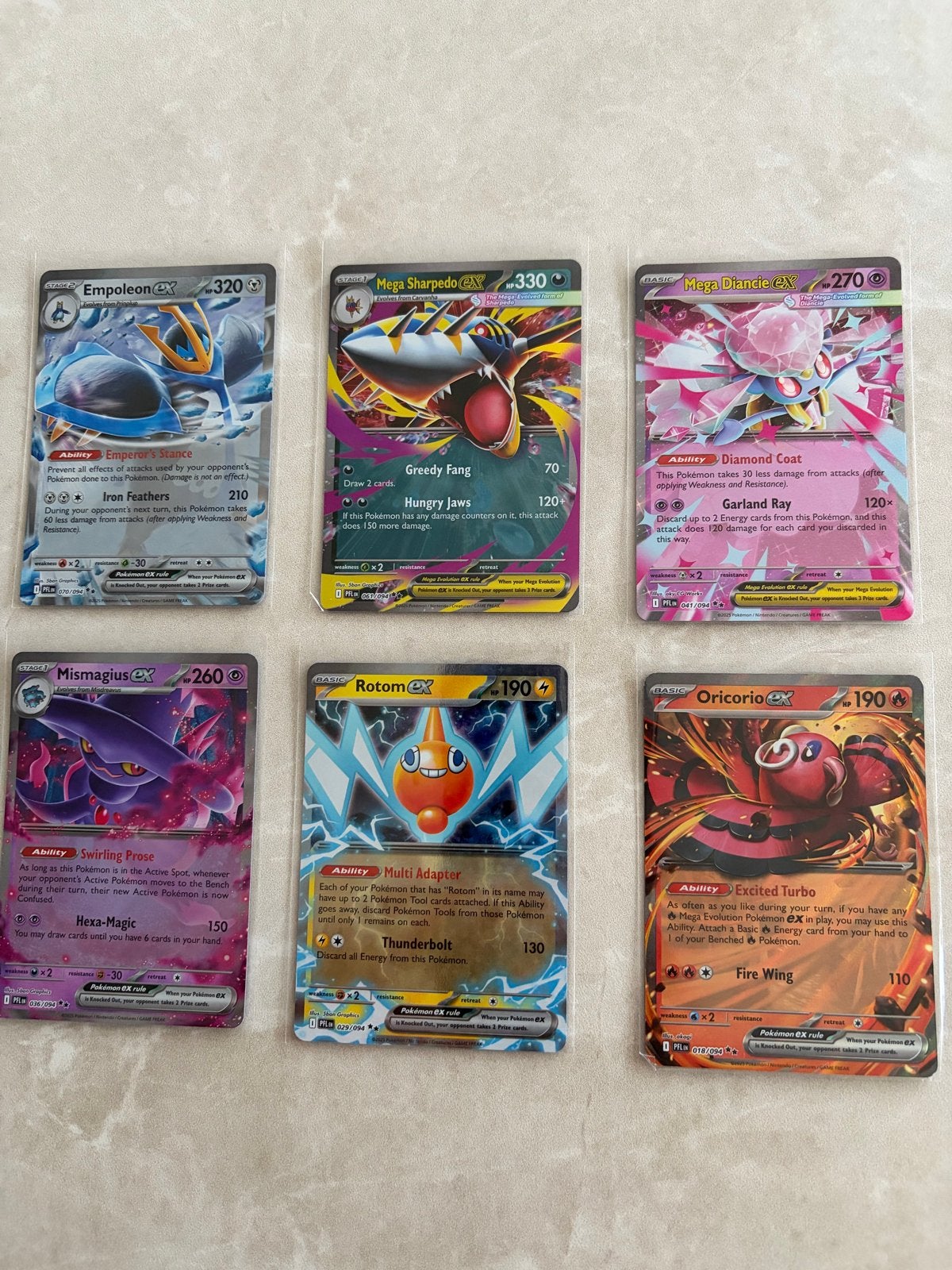 6x Pokémon EX kaarten - Phantasmal Flames (PFL), Ophalen of Verzenden, Zo goed als nieuw, Meerdere kaarten, Foil