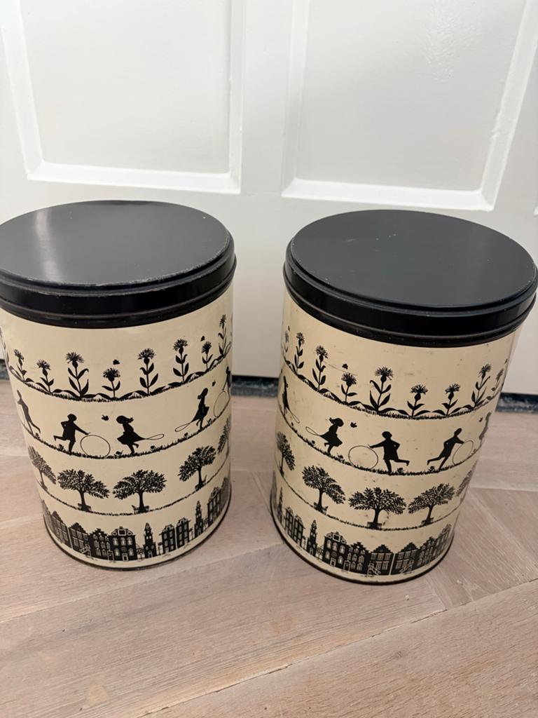 Set van 2 vintage Tomado blikken, groot, Hollandse taferelen, Ophalen of Verzenden