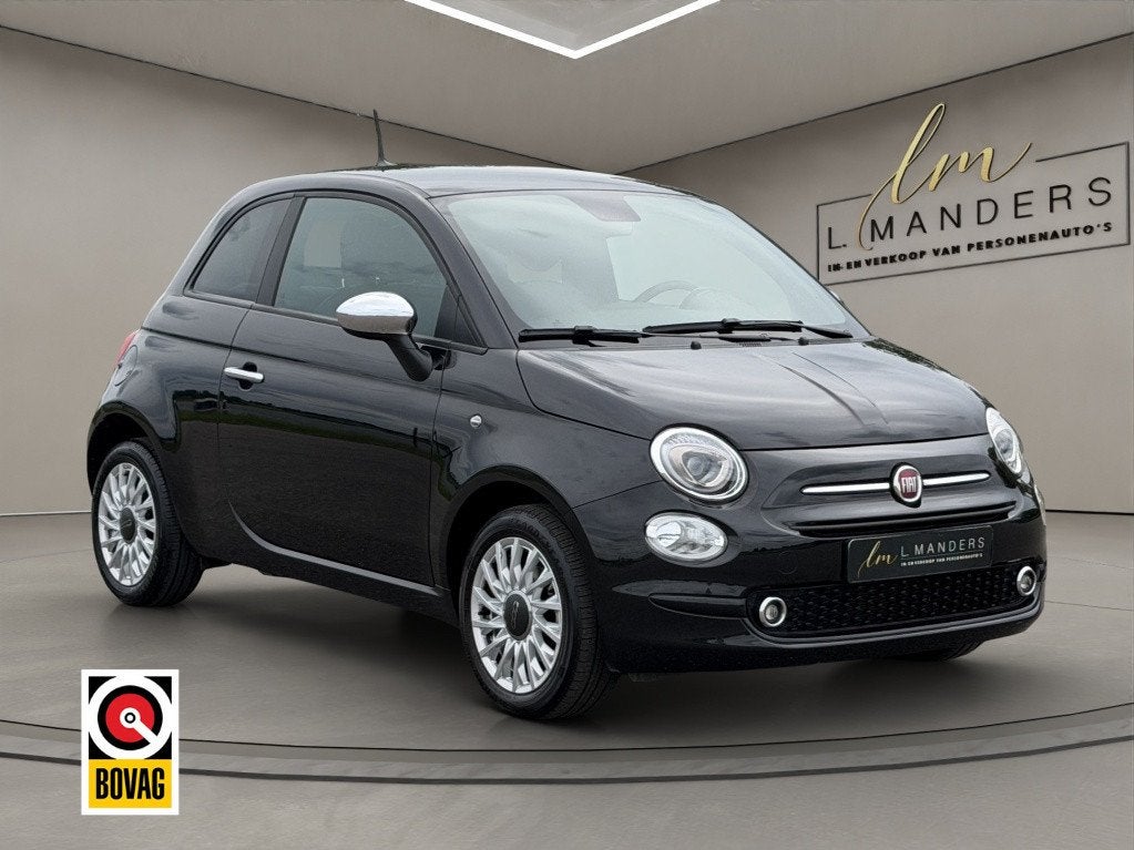 Fiat 500 1.0 Hybrid Dolcevita 2023 Zwart | Apple CarPlay | A, Keurmerk '100% Onderhouden', Gebruikt, Euro 6, Leder en Stof