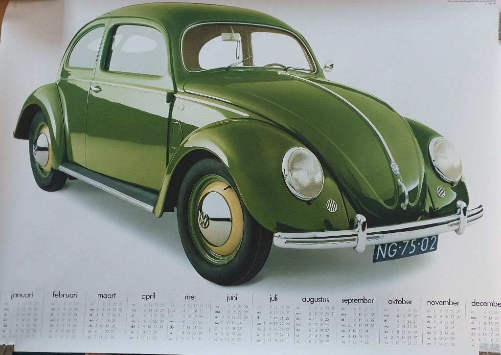 Vintage Volkswagen Kever Kalender Poster 1987, Verzenden, Rechthoekig Liggend, Zo goed als nieuw, A1 t/m A3