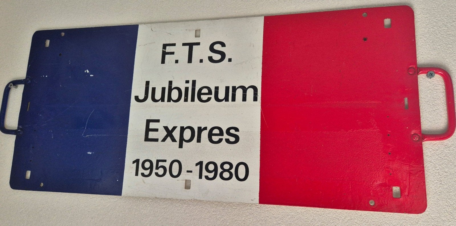 Frans emaille bord FTS 1950-1980 voor trein wagon, Verzamelen, Ophalen of Verzenden, Gebruikt