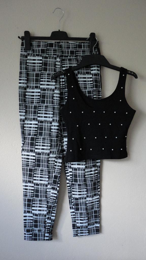 Cora Kemperman broek/jack/pak met bijpassend topje maat 36., Verzenden, Zwart, Maat 36 (S), Lang