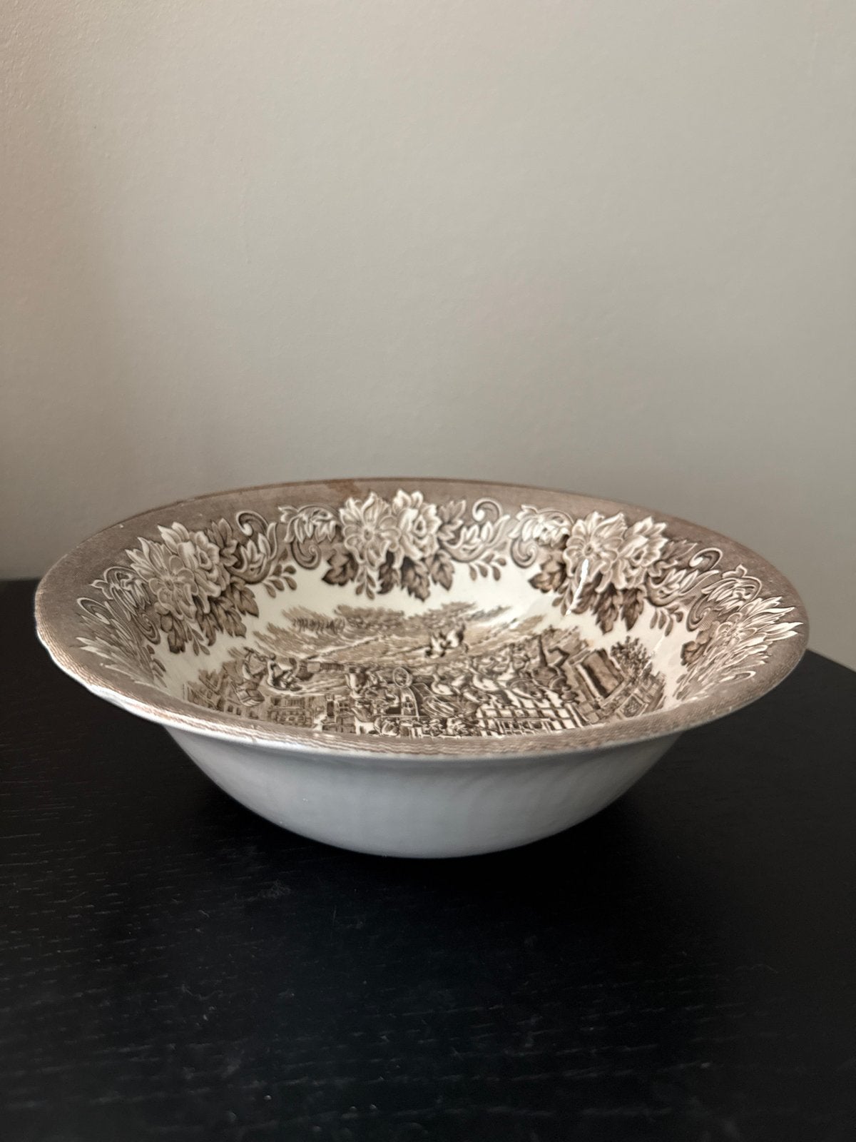 Antieke Staffordshire Ironstone Kom - Bruin Transferware, Ophalen of Verzenden