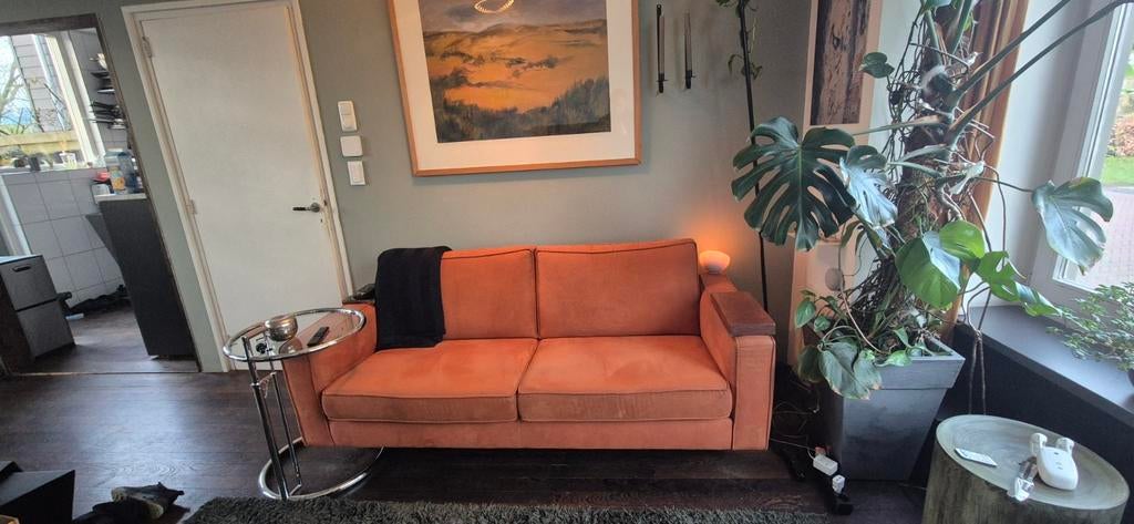 Montel bankstel in (zie foto 3) warm cognac, bank, Huis en Inrichting, Banken | Bankstellen, Gebruikt, Tweepersoons, 75 tot 100 cm