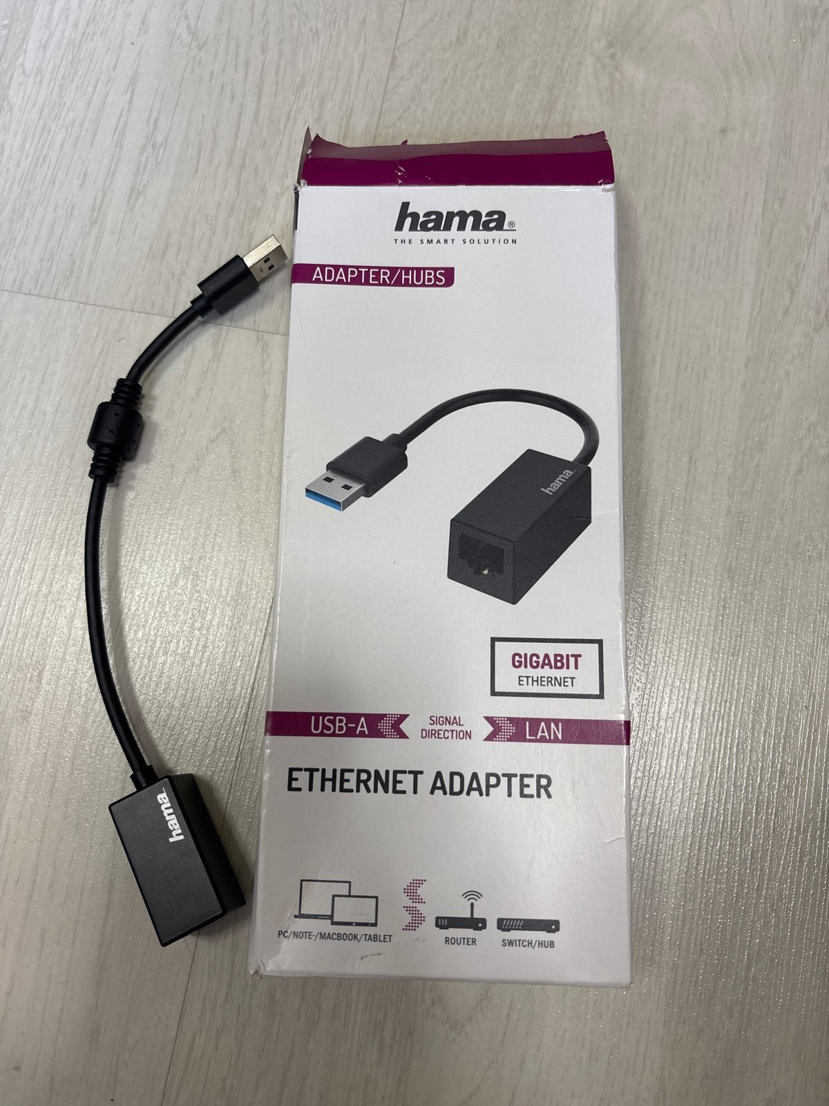 Hama USB-A naar Gigabit Ethernet Adapter - Nieuw, Computers en Software, Ophalen of Verzenden, Nieuw
