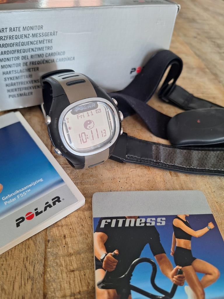 Polar F55M hartslagmeter met borstband, handleiding en doos, Sport en Fitness, Hartslagmeters, Ophalen of Verzenden, Gebruikt