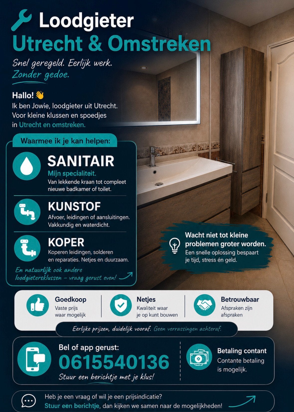 Loodgieter in utrecht, Huis en Inrichting, Badkamer | Complete badkamers, Ophalen of Verzenden, Nieuw