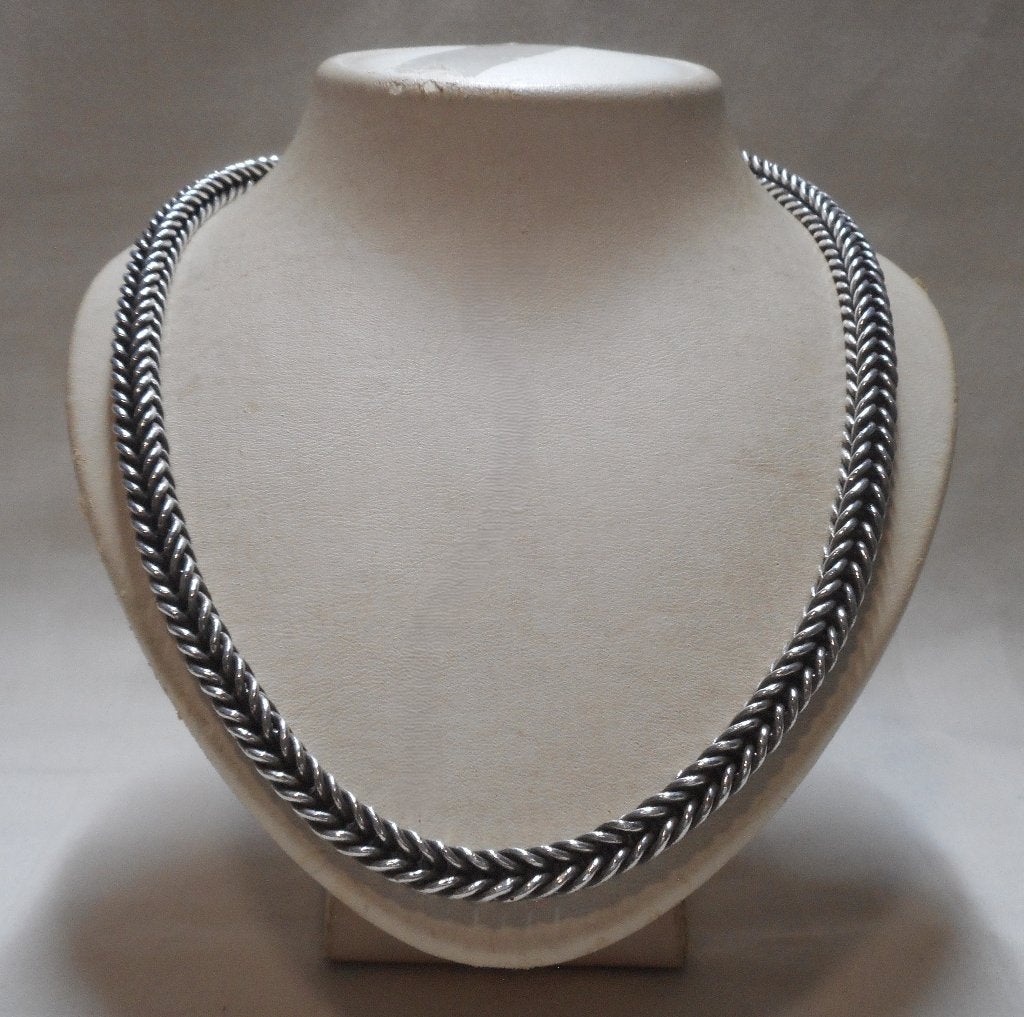 Zilveren vossenstaart ketting met haak sluiting nr.1406, Verzenden, Zo goed als nieuw, Zilver, Zilver