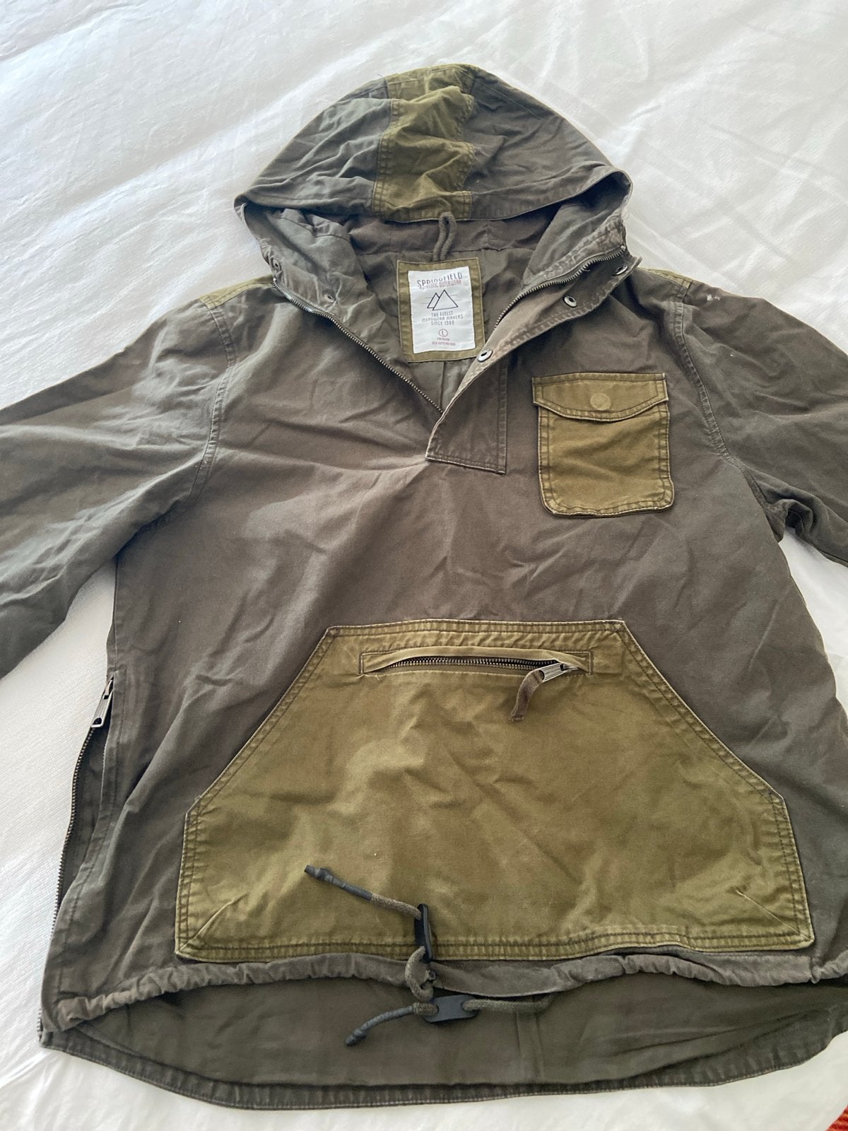 Springfield Anorak Jas Maat L - Groen, Ophalen of Verzenden, Zo goed als nieuw, Maat 52/54 (L), Groen