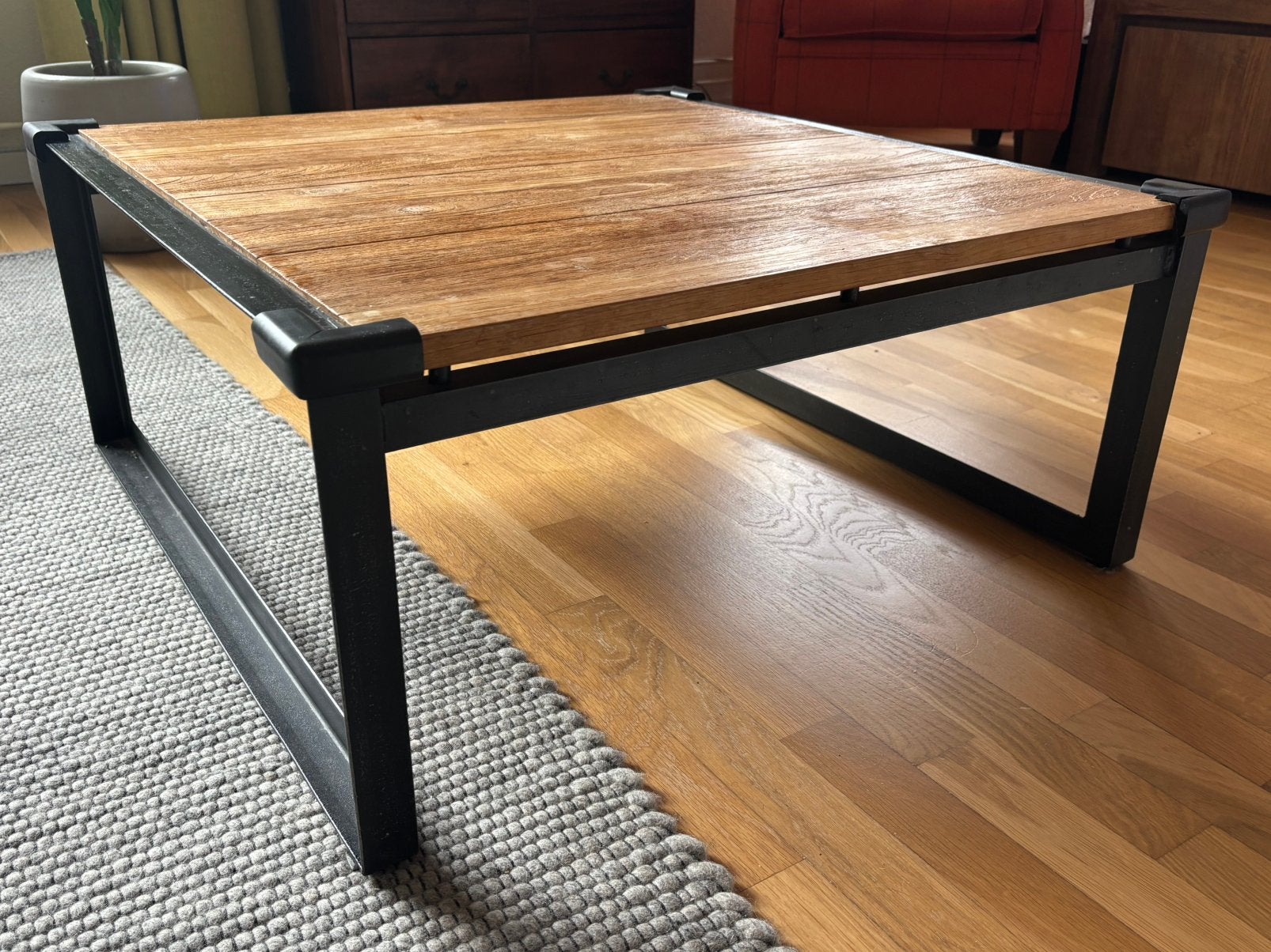 Te koop teakhouten salontafel, Ophalen, Gebruikt, 50 tot 100 cm, Teakhout