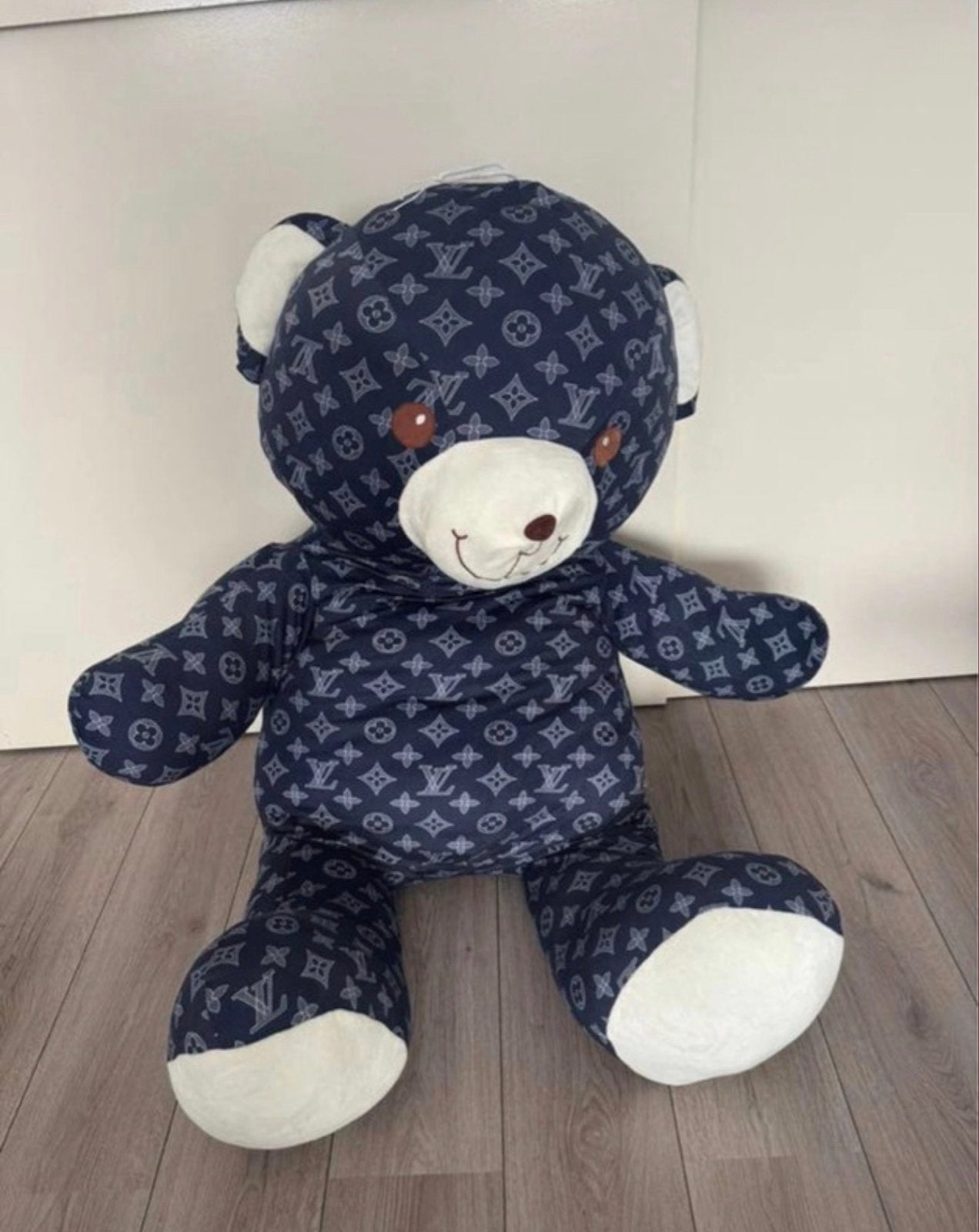 XXL Grote Louis Vuitton Stijl Knuffelbeer - Uniek Design, Overige merken, Beer, Blauw, Zo goed als nieuw