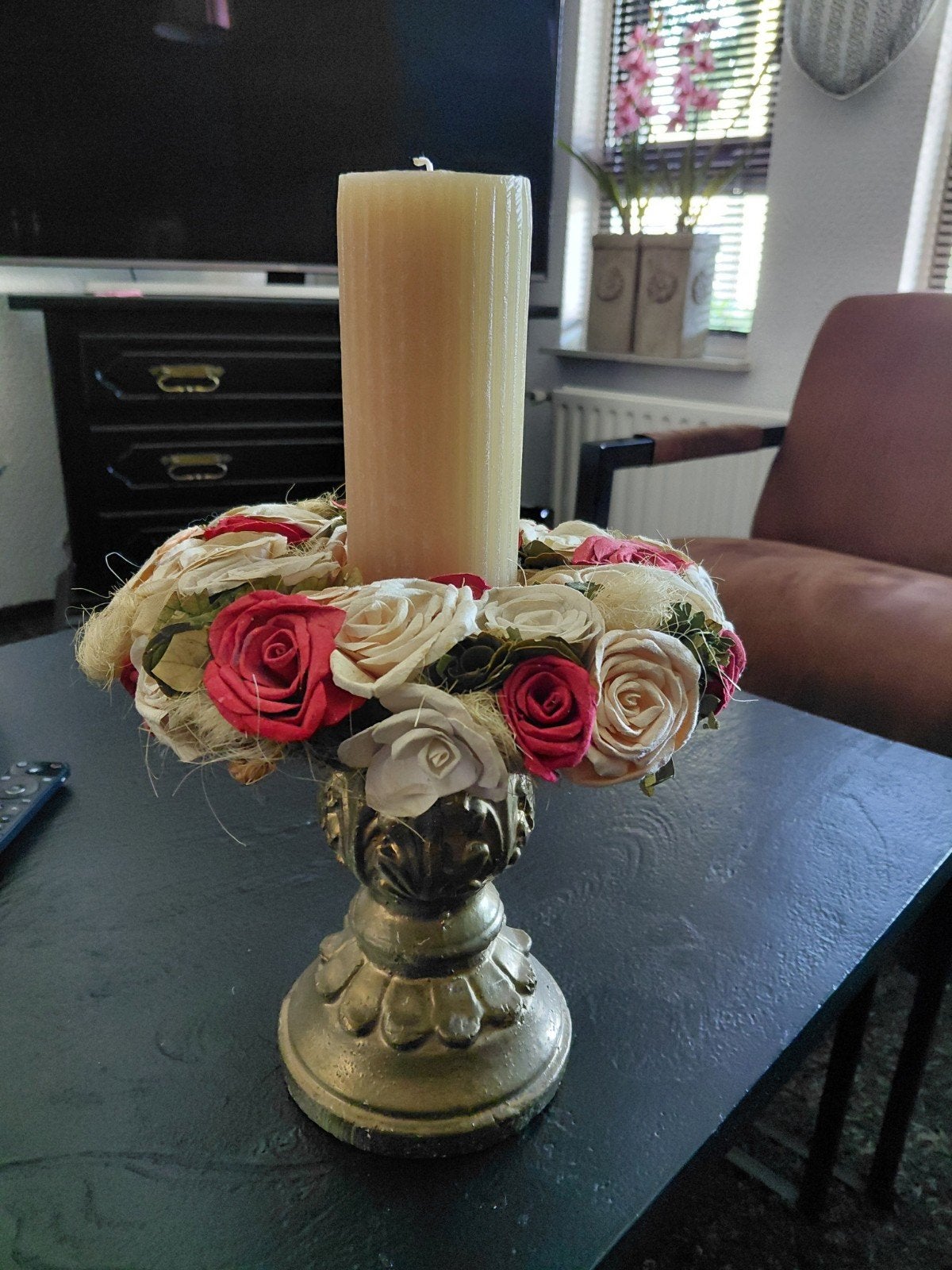 PTMD Kandelaar met Kaars en Krans, Ophalen of Verzenden