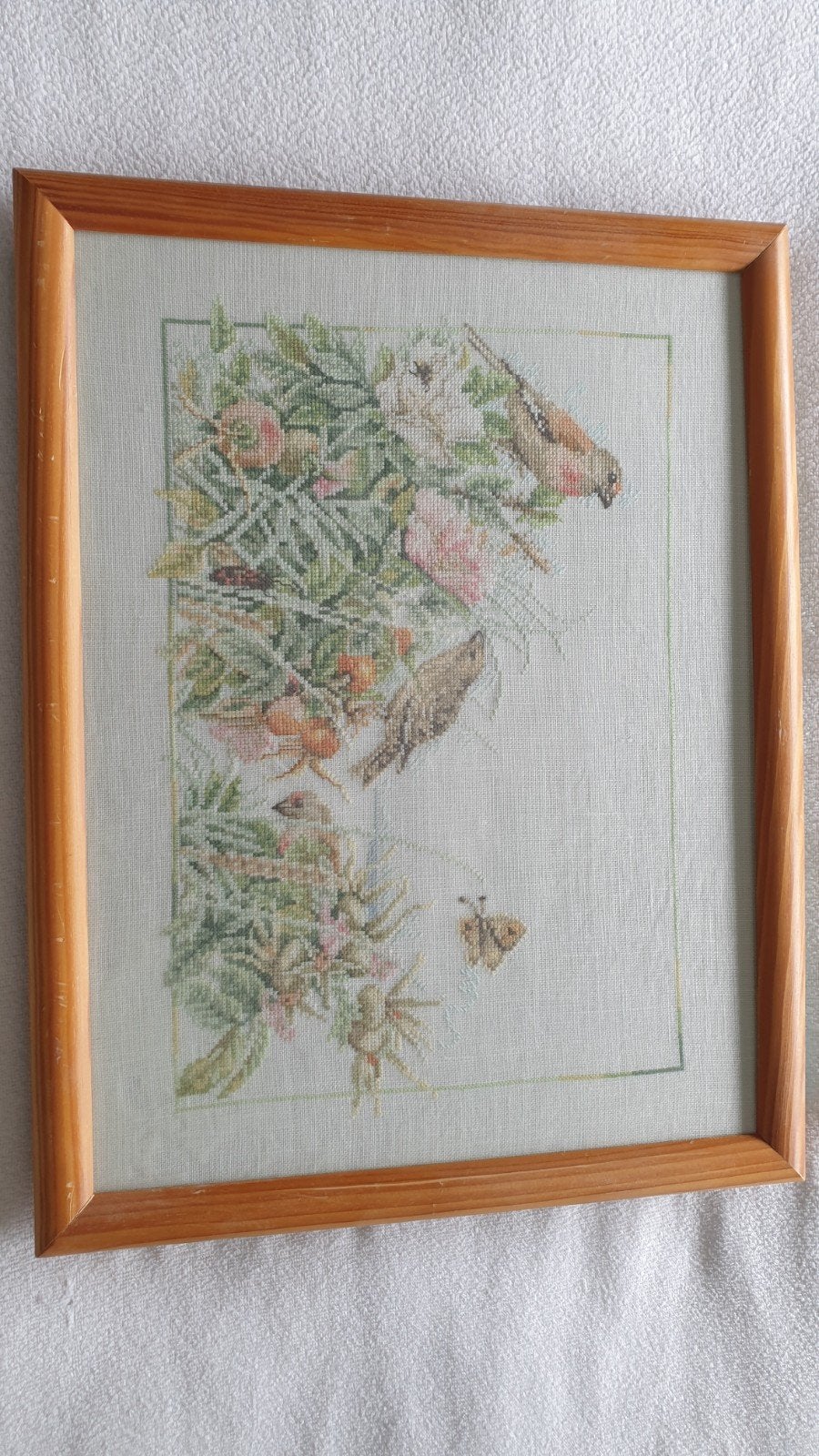 Mooi geborduurd schilderij ingelijst 42x32 cm natuur, Ophalen of Verzenden, Zo goed als nieuw, Overige typen