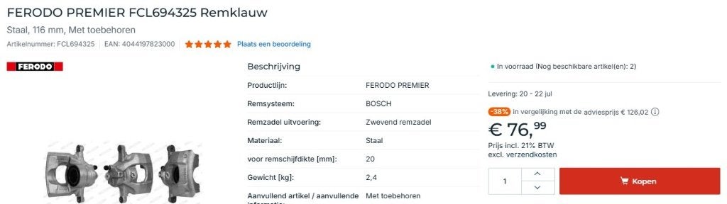 Nieuwe remset voor Toyota Aygo 2005-2014 (incl. remklauwen), Ophalen of Verzenden, Nieuw, Citroën