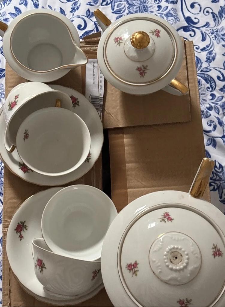 Vintage Zeh Scherzer Bavaria theeservies - roze roosjes, Ophalen