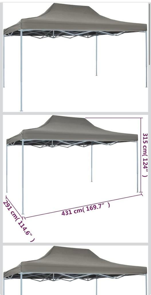 vidaXL Vouwtent Pop-Up 3x4,5 m Antraciet Tuintent Feesttent, Tuin en Terras, Partytenten, Ophalen of Verzenden, Zo goed als nieuw