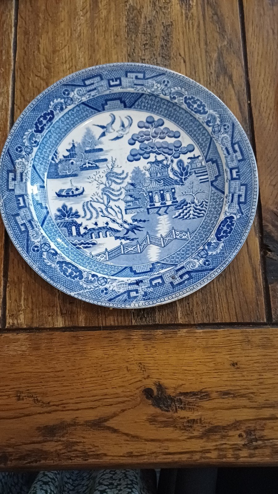 Oud Delftsblauw Chinees Bord - Opaque China - 24,5 cm, Antiek en Kunst, Ophalen