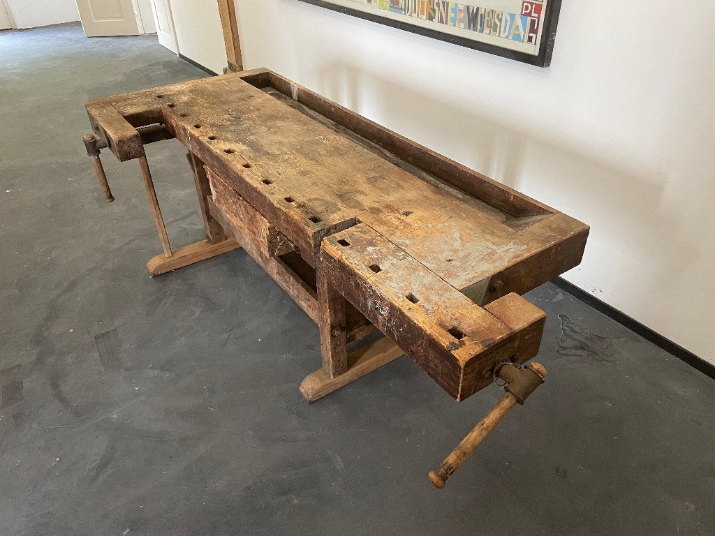 Oude houten werkbank / retro / buitenkeuken, Ophalen