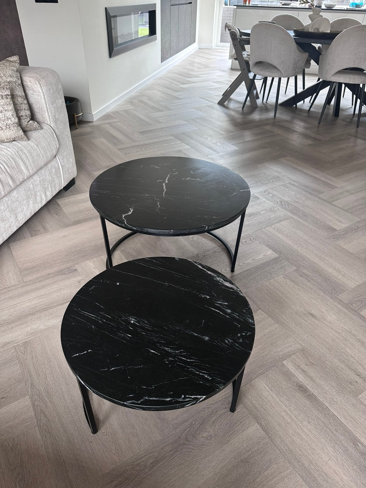 Salon tafel set marmer, Huis en Inrichting, Ophalen, Zo goed als nieuw, Rond, Minder dan 55 cm