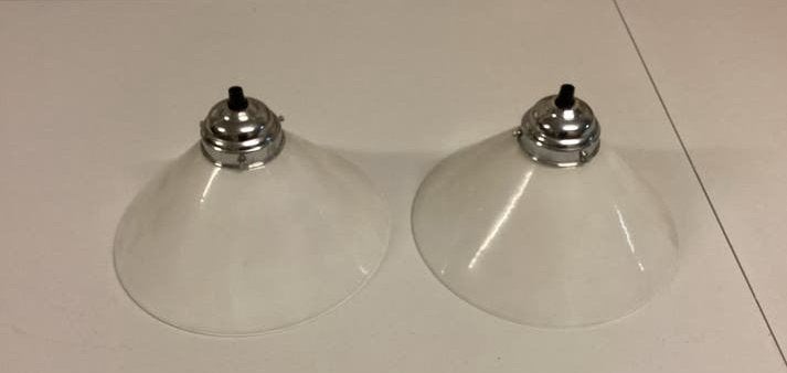 Set van 2 vintage glazen lampenkappen, Wit, Overige merken, Overige fittingen, Ophalen of Verzenden