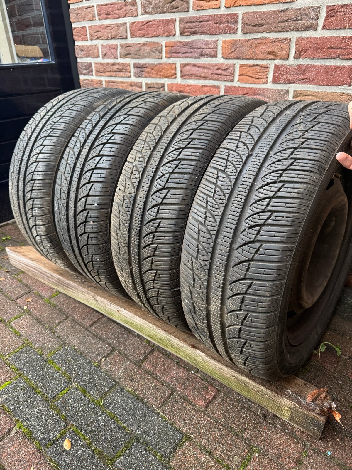 R15 195/55 All-season banden met velgen 4x108, Ophalen, Gebruikt, 15 inch, Banden en Velgen