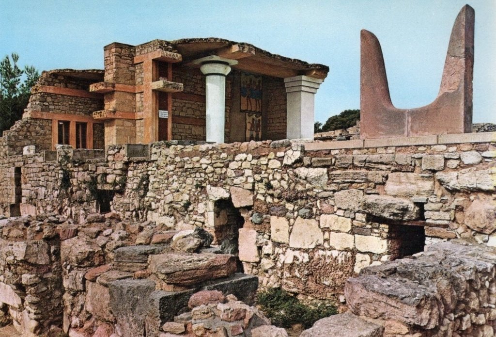 2 Ansichtkaarten Knossos Kreta 1978. Afm. 17x12cm., Ophalen of Verzenden, 1960 tot 1980, Ongelopen, Overig Europa