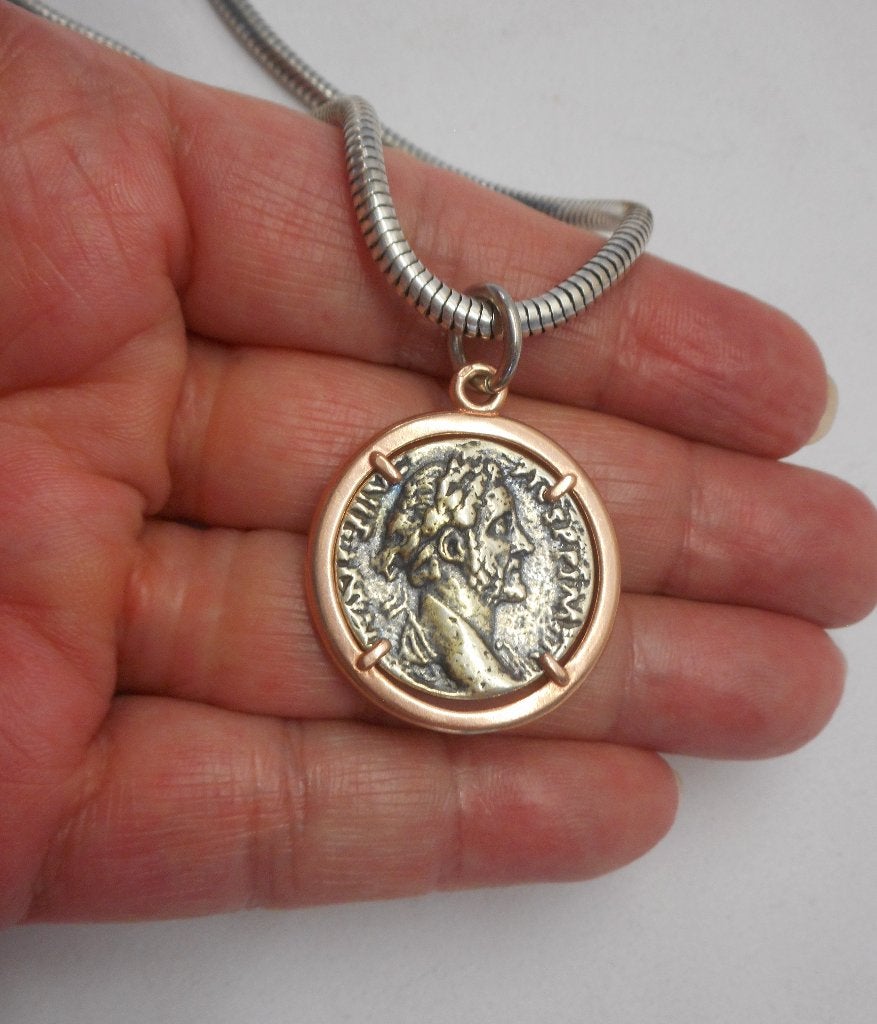 Zilveren grove slangen ketting met munt hanger nr.484, Met hanger, Verzenden, Zo goed als nieuw, Zilver