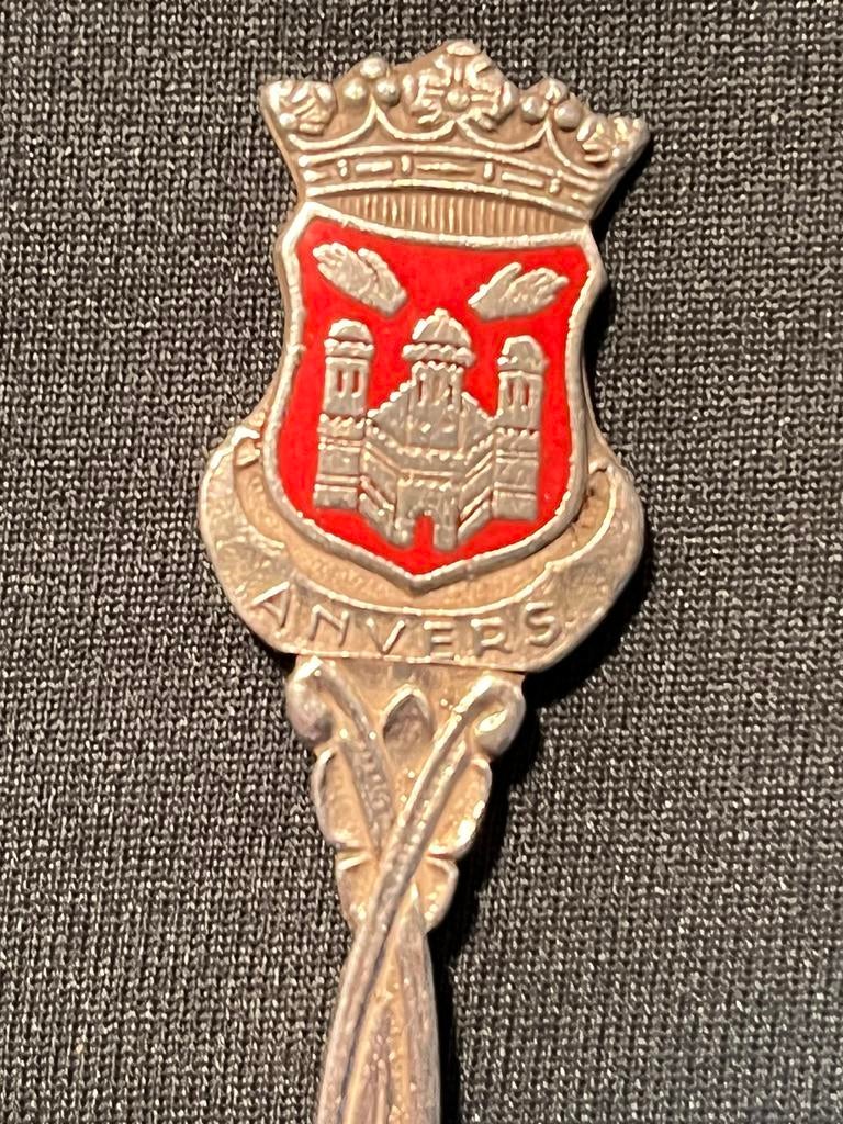 Vintage lepeltje Antwerpen., Antiek en Kunst, Antiek | Bestek, Ophalen of Verzenden
