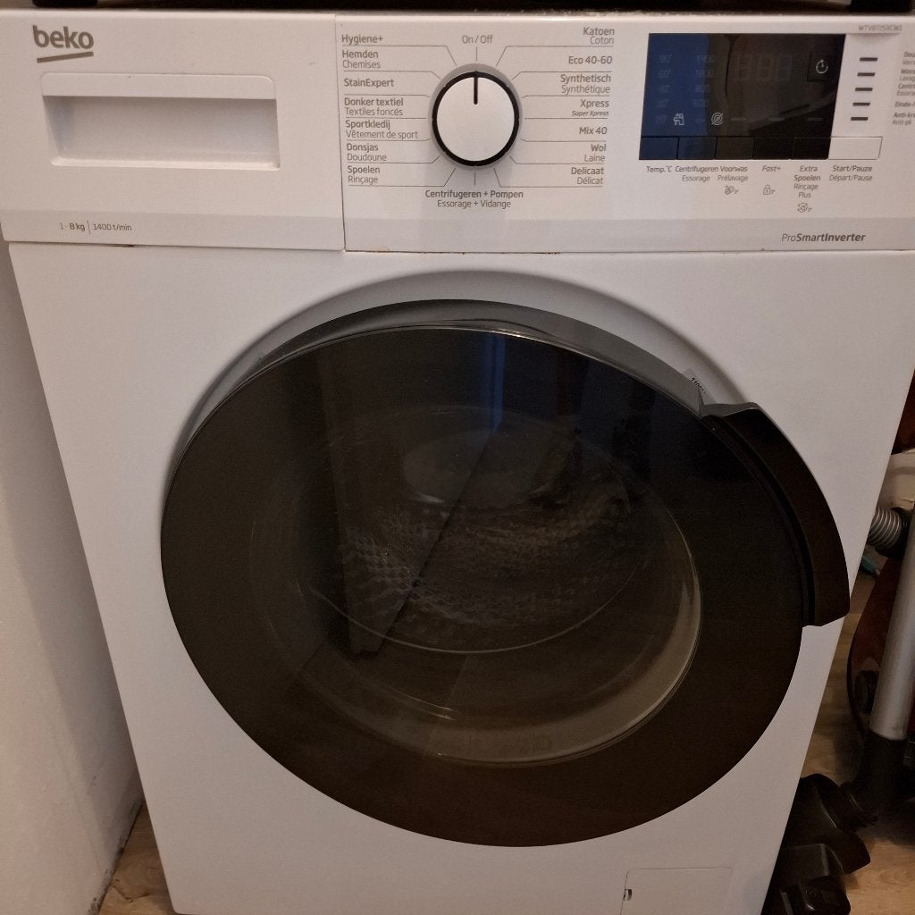 Wasmachine Beko, Ophalen, Gebruikt, 1200 tot 1600 toeren, 85 tot 90 cm