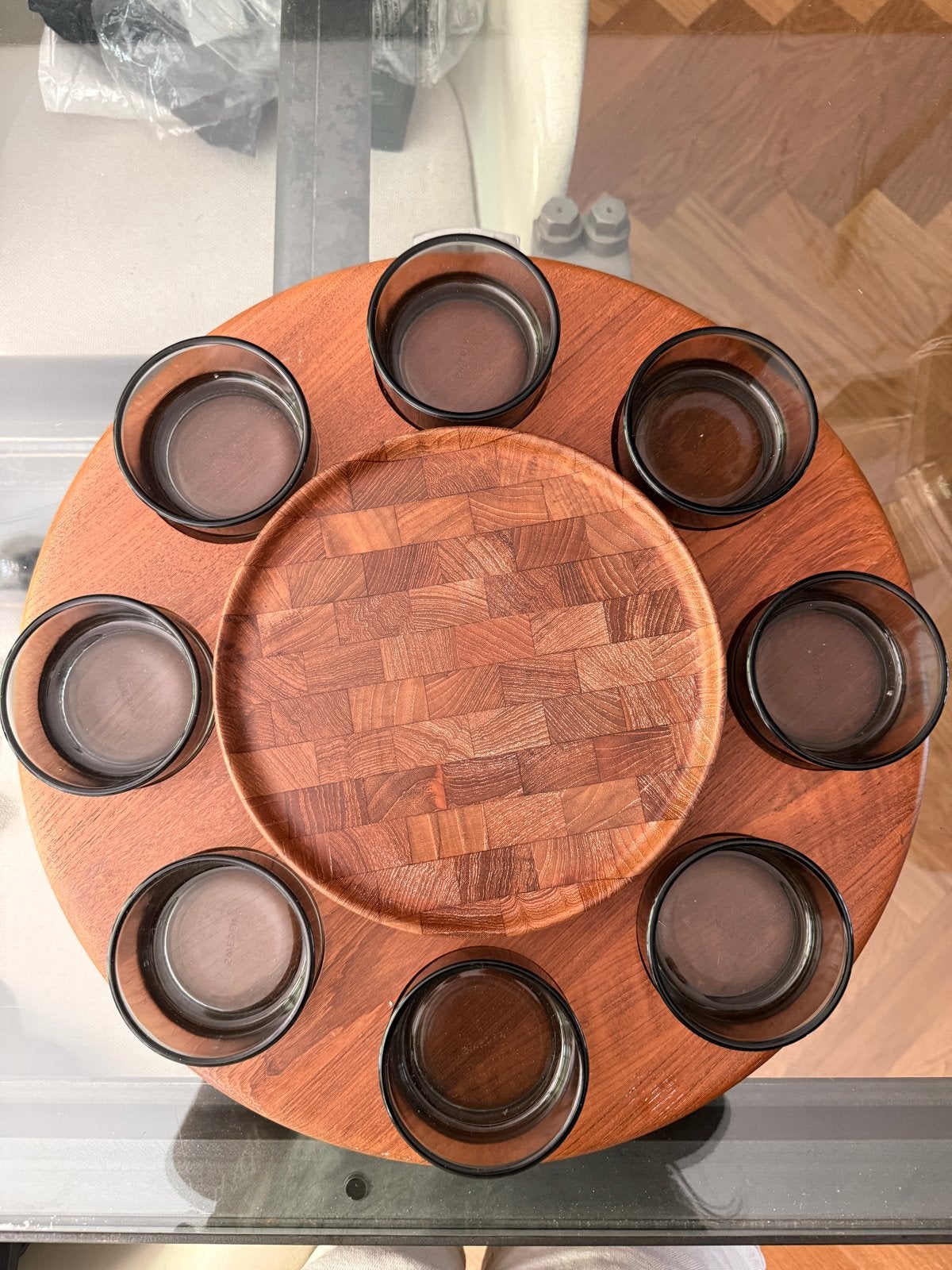 Vintage Digsmed Deens design draaiplateau met rookglas bakje, Ophalen