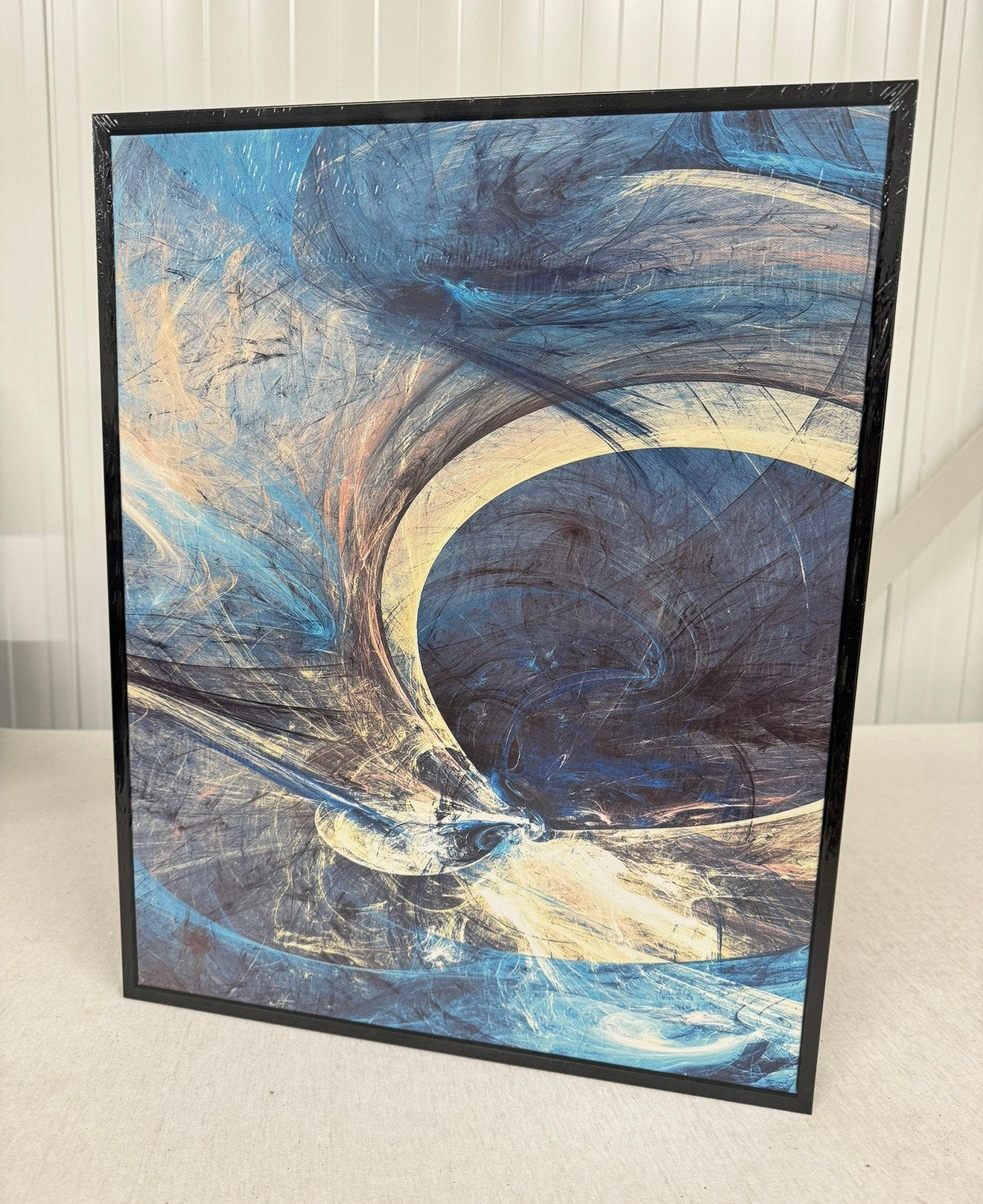 kunst moderne abstracte blauwe sfeer schilderij op canvas, Ophalen of Verzenden