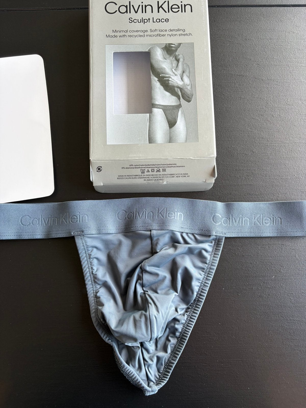 Calvin Klein Sculpt Lace Thong, Verzenden, Grijs, Slip