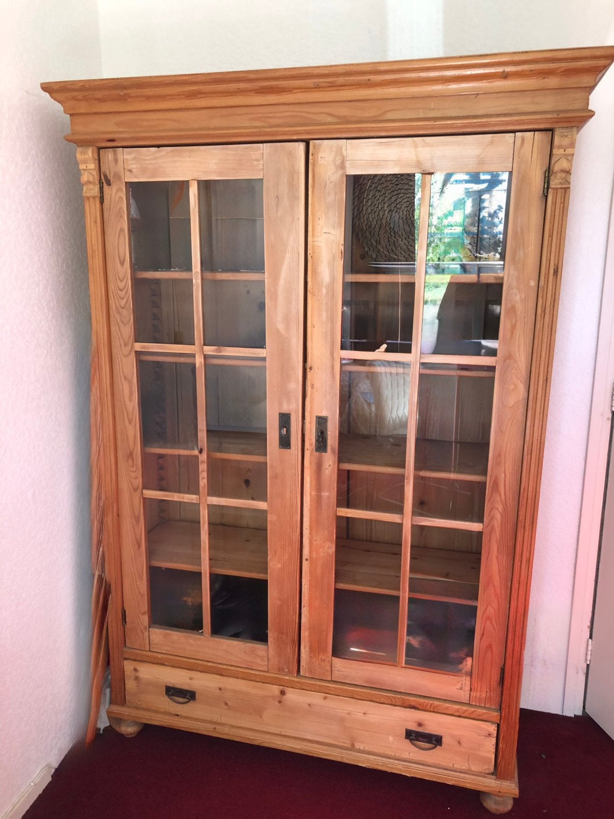 Oud grenen kast met legplanken en lade. 1.85x1.15x 30, Ophalen, Gebruikt, 25 tot 50 cm, 50 tot 100 cm