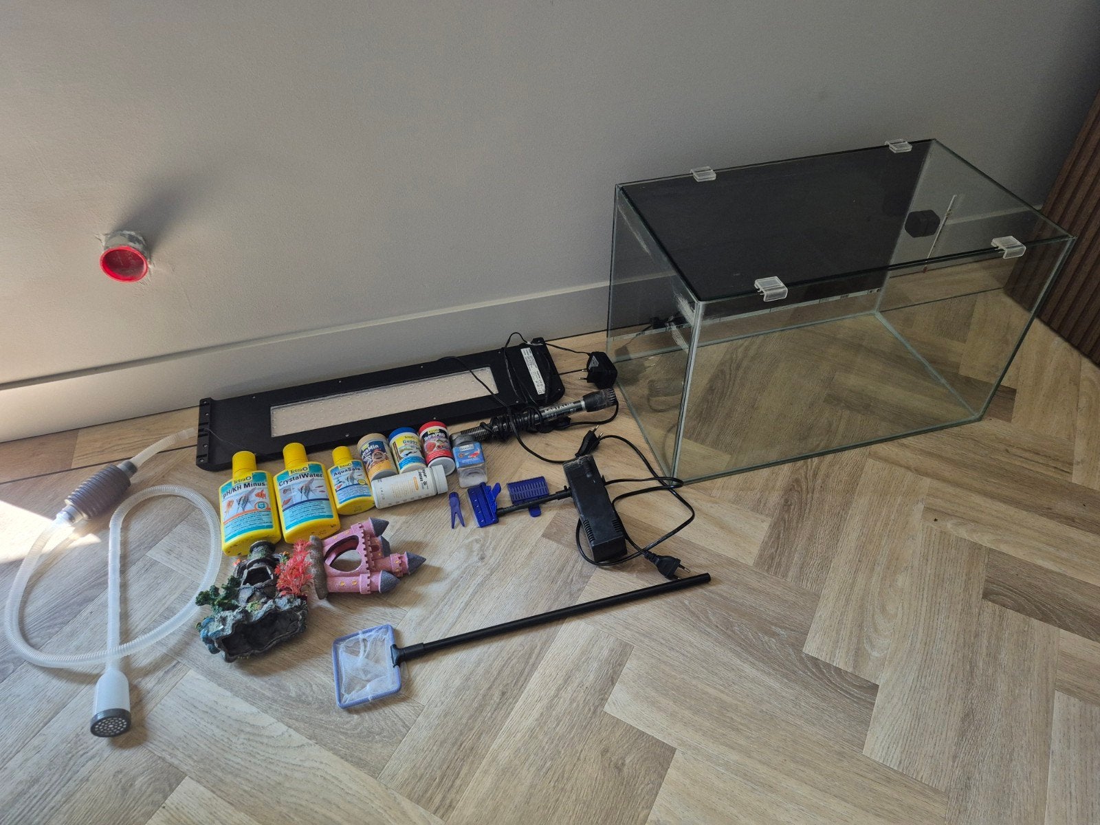 Aquarium 60L met toebehoren, Ophalen, Verwarming, Gebruikt, Leeg aquarium
