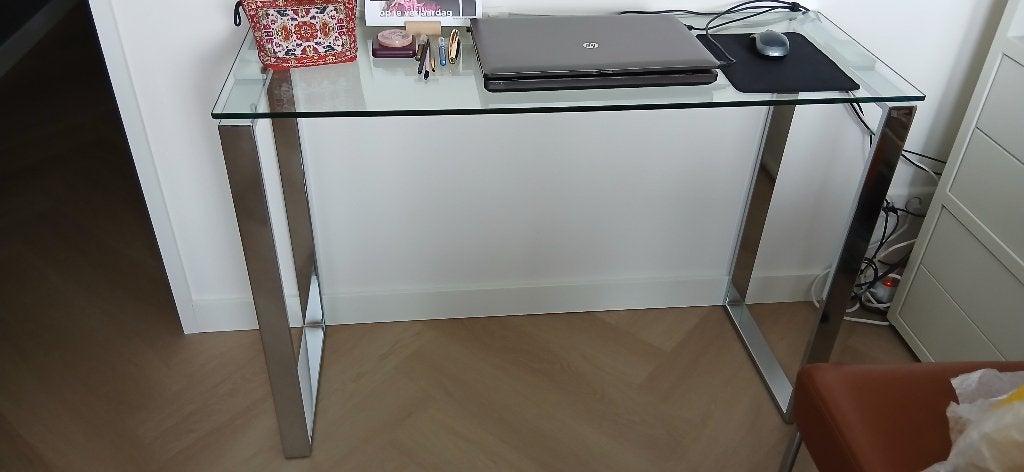 Sidetable chroom  glas 110 x 76 x 40 cm, Huis en Inrichting, Ophalen, 100 tot 150 cm, Zo goed als nieuw, Glas