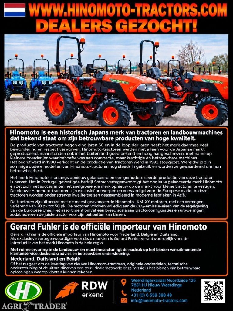 HINOMOTO TRACTOREN - GEZOCHT DEALERS!, Overige merken, Info@fuhlertrading.com, Nieuw, Weerdingerkanaal NZ 126