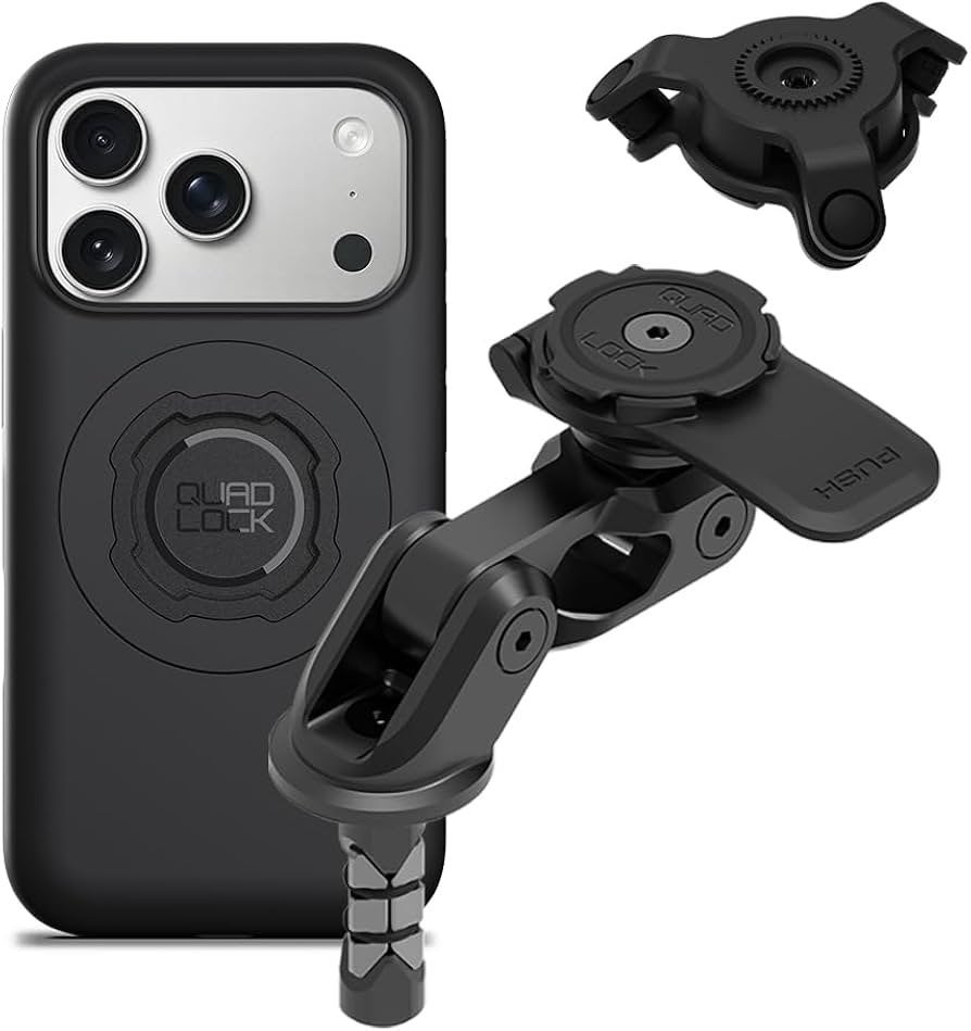 Quad Lock Hoesje iPhone 17 Pro met Demper en Bevestiging, IPhone 17, Zwart, Quad Lock, Hoesje of Tasje