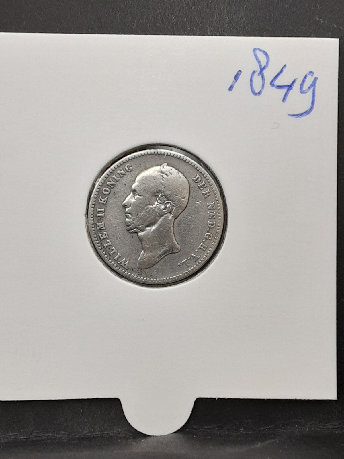 25 cent 1849 koning Willem II, Zilver, 25 cent, Ophalen of Verzenden, Losse munt