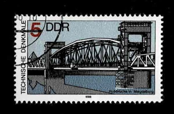 postzegel 2809 DDR Brug in Maagdenburg, Ophalen of Verzenden, DDR, Gestempeld