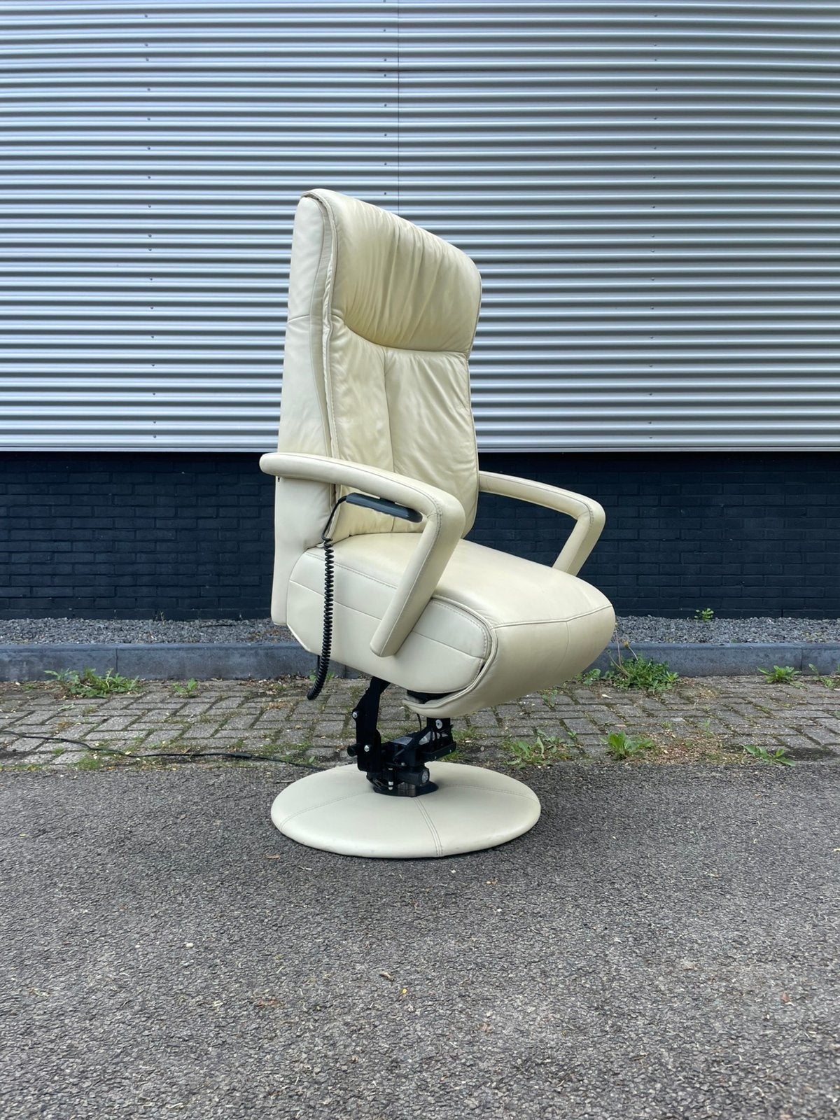 Creme / witte leren prominent stockholm sta op stoel S, Huis en Inrichting, Fauteuils, Ophalen, Minder dan 75 cm, 50 tot 75 cm