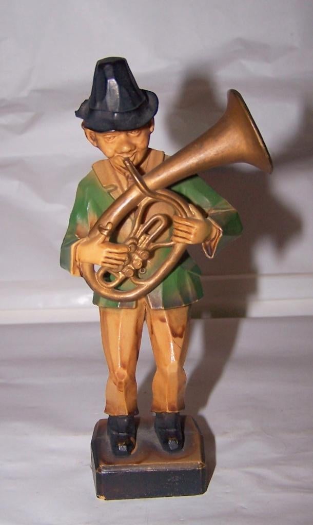 Vintage Waldbronn Germany houten Tuba speler. H. 14cm. Izgs., Verzamelen, Beelden en Beeldjes, Ophalen of Verzenden, Zo goed als nieuw