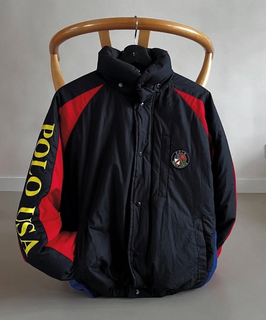 Vintage 80’s 90’s Polo Ralph Lauren “Cookie Patch” Ski Down, Ophalen of Verzenden, Gedragen, Maat 46 (S) of kleiner, Zwart