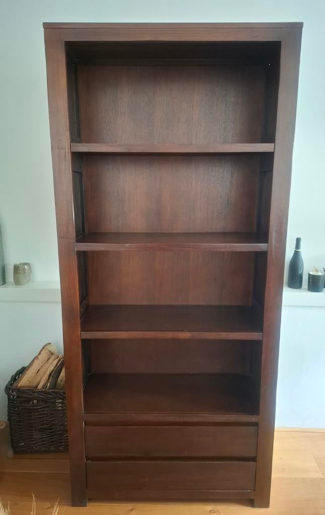 Mooie teakhouten boekenkast met lades, Huis en Inrichting, Kasten | Boekenkasten, Ophalen, Met plank(en), Gebruikt, Teakhout