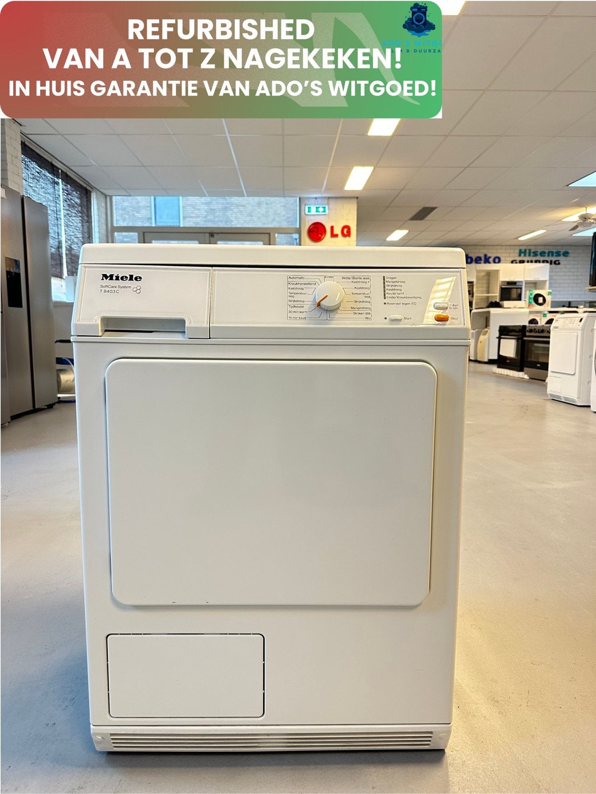 MIELE SOFTCARE 7KG CONDENSDROGER VOORLADER, 6 tot 8 kg, MIELE, Info@adoswitgoed.nl, Anti-kreukfase