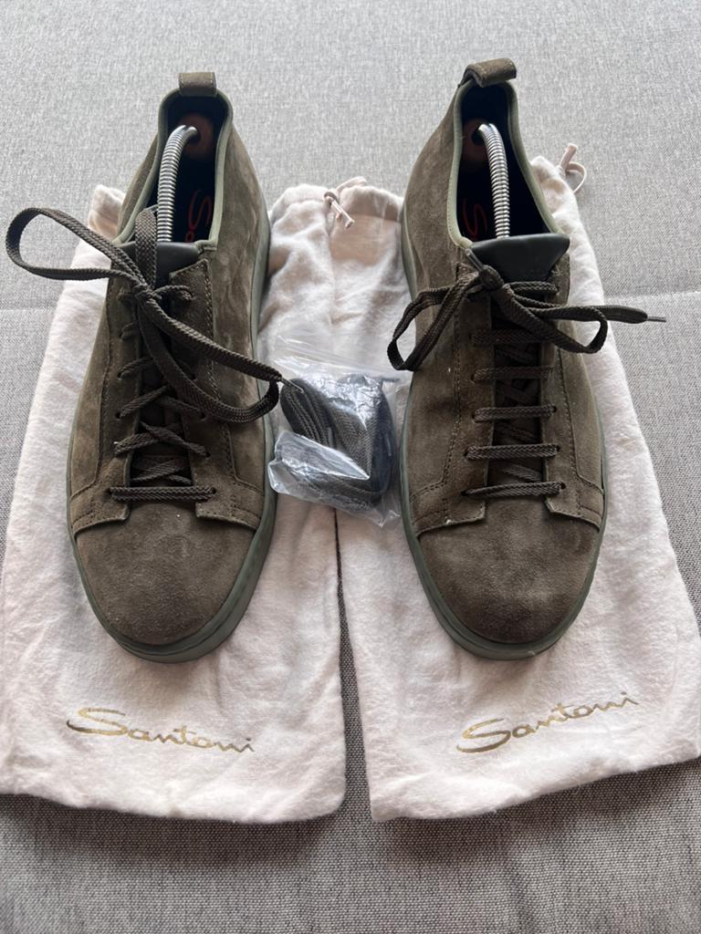 Santoni suede schoenen maat 45, Overige kleuren, Ophalen of Verzenden, Zo goed als nieuw, Veterschoenen